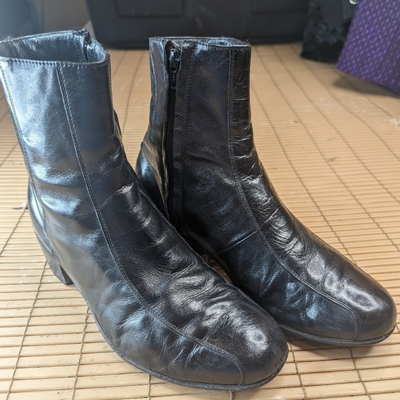 FLORSHEIM Leather Black side zip Ankle Boots Men's Size 8EEE Beatles, Chelsea, C - Picture 3 of 11